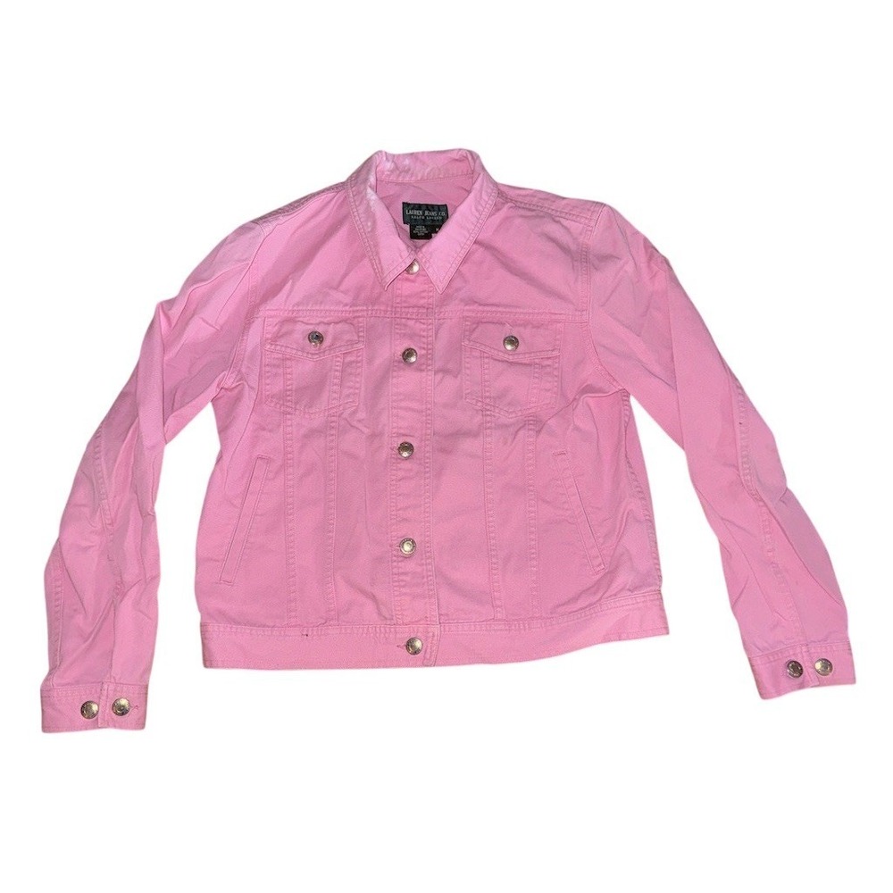 Lauren Jeans Co. Ralph Lauren Jacket Womens M Pink Denim Trucker Button bleach